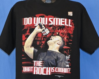 Y2K Dwayne The Rock Johnson WWF Do You Smell What Is Cookin' Deadstock Wrestling t-shirt Large