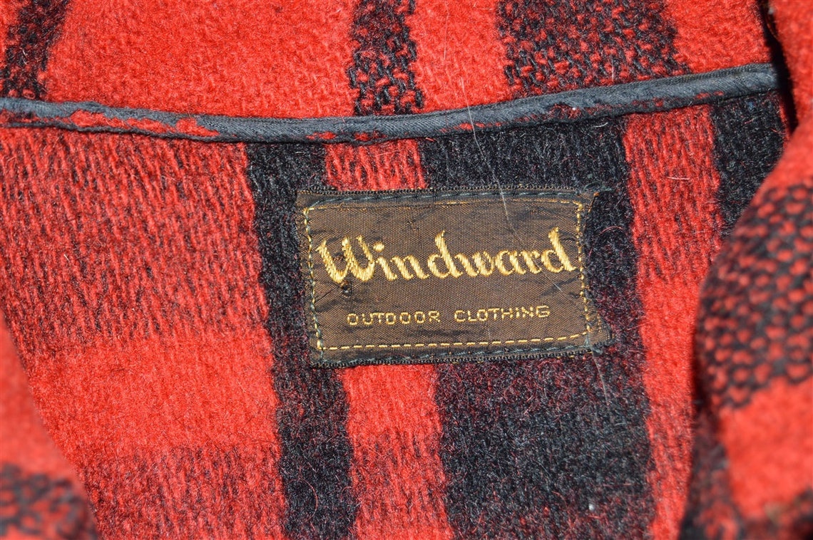 40s Windward Double Mackinaw Black Red Check Plaid Hunting | Etsy