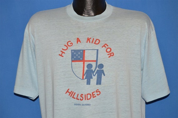 80s Hug A Kid For Hillsides Distressed t-shirt Ex… - image 1