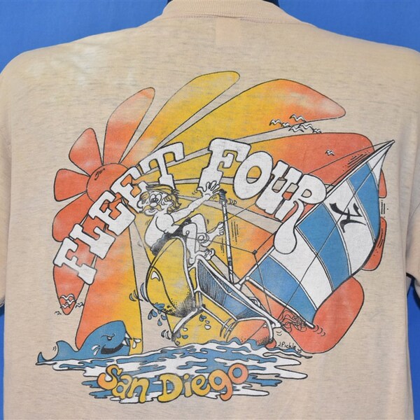 70s Hobie Fleet Four San Diego California Sailing Catamaran t-shirt Large