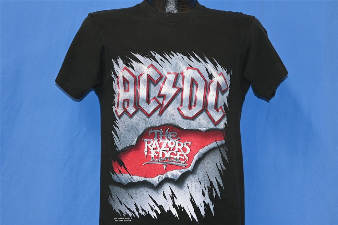90s AC/DC Razors Edge 1990 Tour Rock Metal Band Concert Two Sided