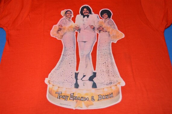 70s Tony Orlando & Dawn Iron On Red Vintage t-shi… - image 3