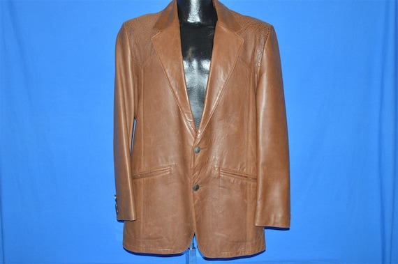 70s Remy Buffalo Button Leather Suit Jacket Size … - image 2