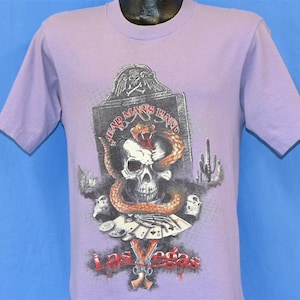 Koszulka z lat 90. Dead Man&#39;s Hand Las Vegas Poker Gambling Skull and Cross Bones w rozmiarze S