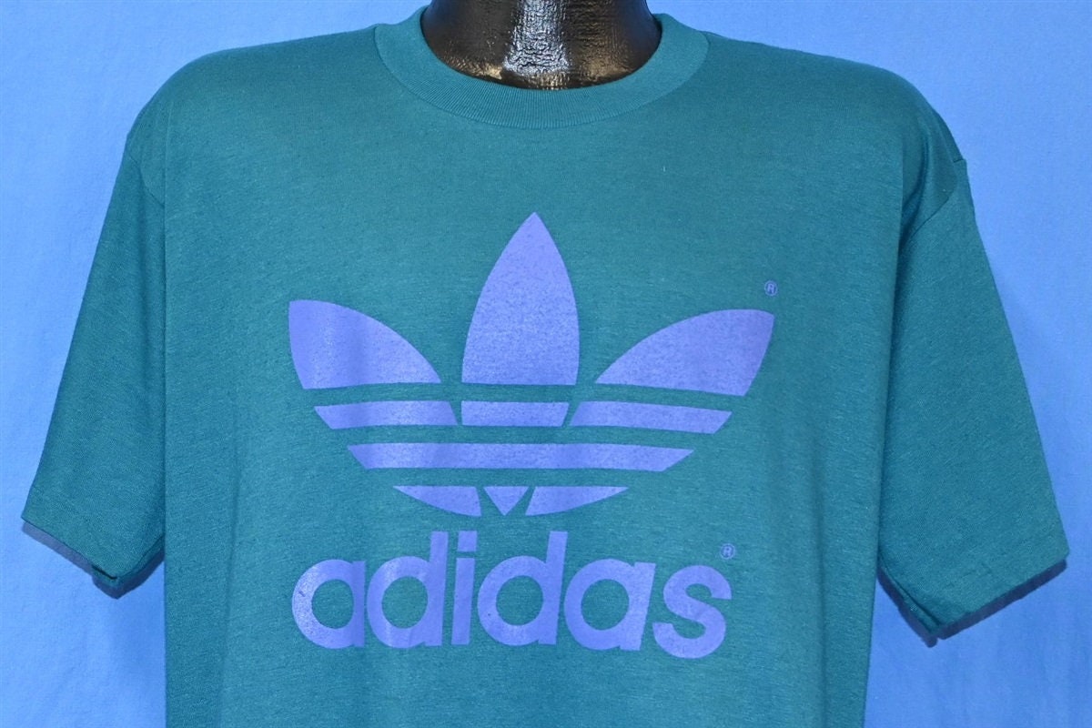 80s Adidas Trefoil Logo Blue Tag USA Made Double Sided T-shirt - Etsy