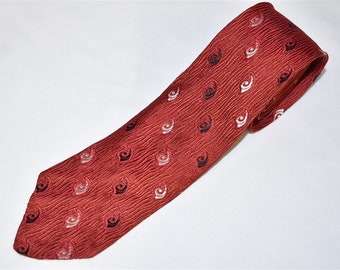 50s Red Black White Swirl Motif Necktie