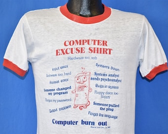 80s Computer Excuse System Error Funny Ringer t-shirt Small vintage Tee