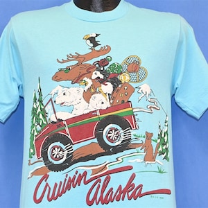 80s Cruisin Alaska Road Trip Polar Bear Moose t-shirt Medium