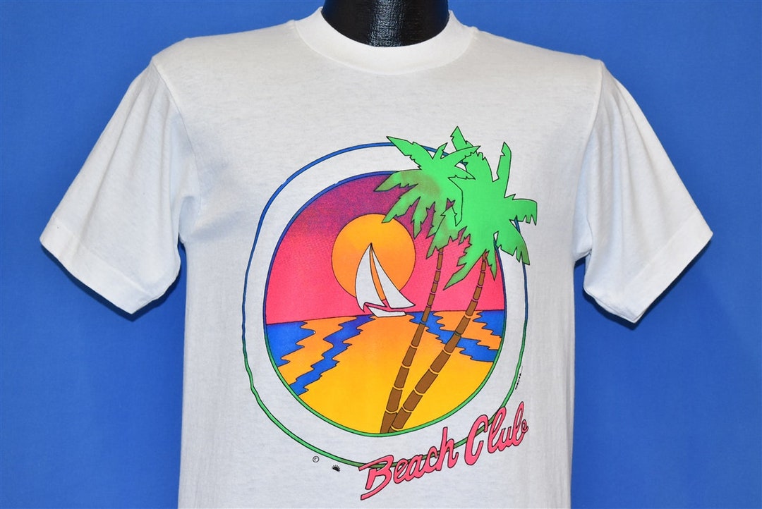 80s Beach Club Ocean Sunset Palm Trees Sailboat Beach T-shirt - Etsy