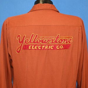 40s Yellowstone Electric Co Bowling Rayon Chain Stitch Shirt Medium