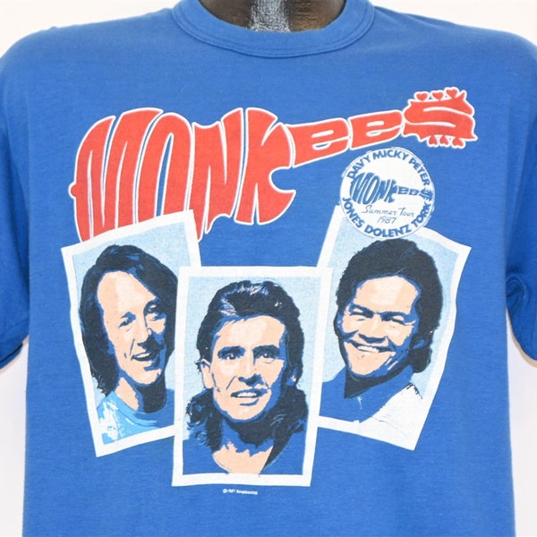 80s Monkees Summer Tour 1987 20th Anniversary Micky Dolenz Peter Tork Davy Jones t-shirt Large