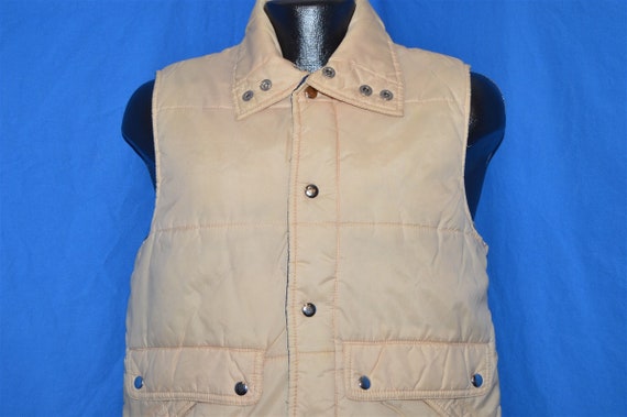 70s Alto Tan And Blue Snap Up Ski Vest Small - image 1