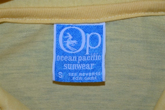 80s Ocean Pacific OP Hibiscus Floral Yellow Polo … - image 4