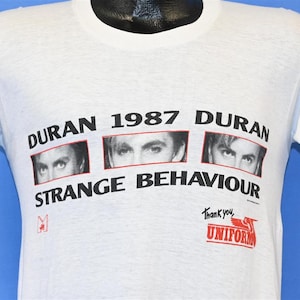80s Duran Duran Strange Behavior Tour 1987 Thank You Uniform Concert t-shirt Large