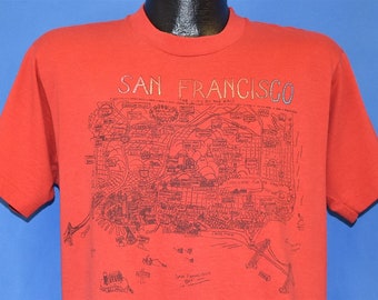 90s San Francisco California Map Golden Gate Bridge Tourist t-shirt Large