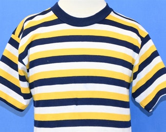 80s Fast Breakers Navy Blue Yellow White Striped All Over Print t-shirt Youth Medium