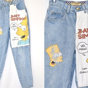 90s Bart Simpson Hey Man Denim Jeans Cartoon Pants Size 26 - Etsy