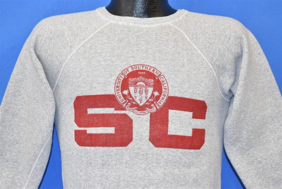 50s USC Trojans Gray Raglan Sweatshirt Small