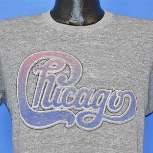 80s Chicago Rock N Roll Band Distressed Heathered Gray t-shirt Medium