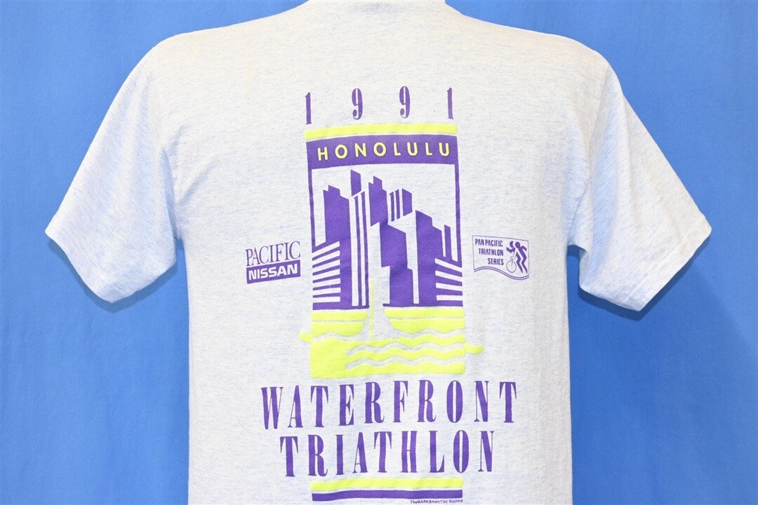 トロピカルパラダイス Tシャツ 90s Waterfront Triathlon Honolulu Hawaii Pacific Nissan 1991