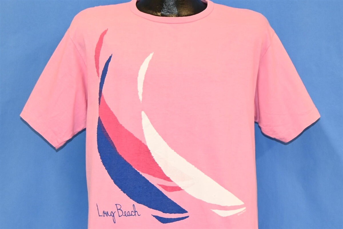 90s Long Beach Southern California Souvenir Crazy Shirts Pink t-shirt Medium