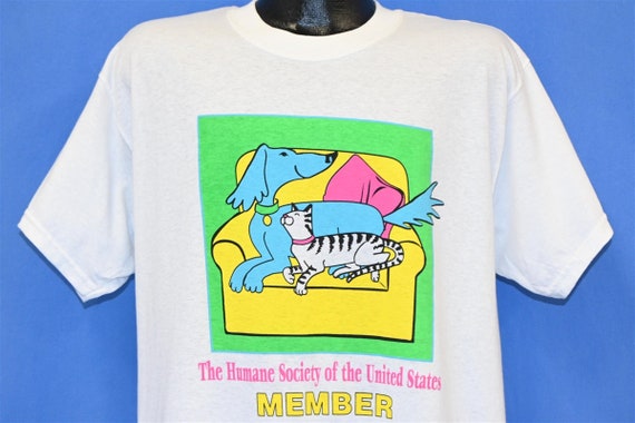 90s Humane Society Of The United States Neon t-sh… - image 1