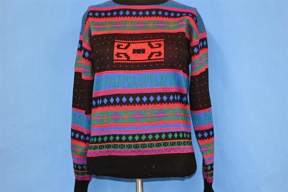 80s Meister Multicolor Geometric Patterned Wool A… - image 2