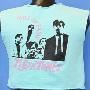 80s Fleshtones Hall Of Fame American Beat Tour 1984 Crop Top Cut Neck Half t-shirt Medium