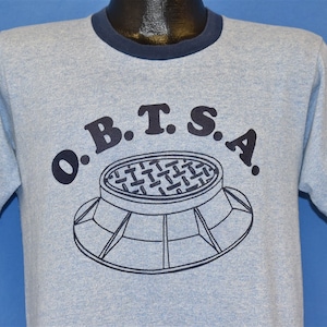 80s OBTSA Manhole Sewer Utility Heathered Blue Ringer t-shirt Medium