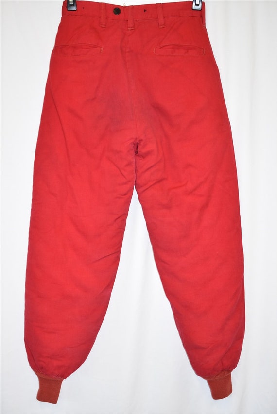 60s Hunting Red Quilt Lined Pants Size 30 - image 4