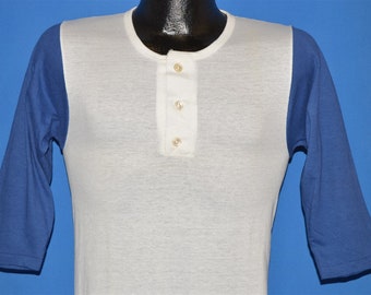 70s Blank Russell Athletic Henley Minimalist Basic Baseball t-shirt Extra Small