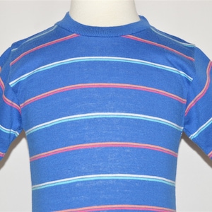 80s Blue Striped Kid's t-shirt Toddler 2T Vintage Tee