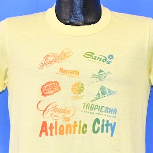Camiseta arcoíris del hotel y casino de Atlantic City, Nueva Jersey Shore, años 80, talla mediana