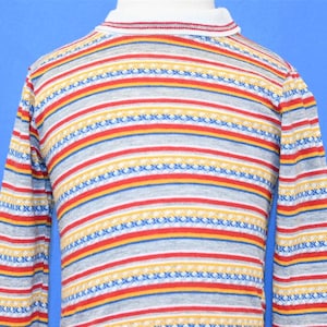80s Kidstuff Red Gray Yellow Blue Striped Mock Neck Long Sleeve t-shirt Toddler 2T