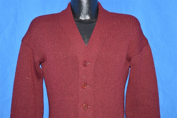 50s Maroon Cardigan Union Knitting Mills Wool Swe… - image 1