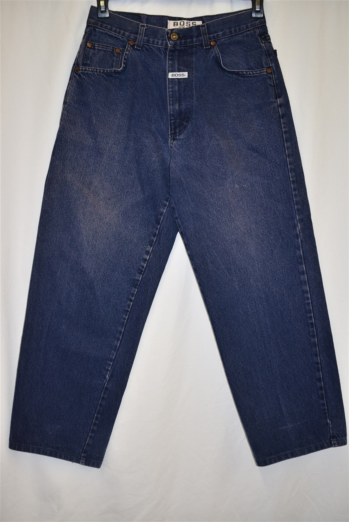 90s Hugo Boss Dark Blue Denim Baggy Jeans Size 30 | Etsy