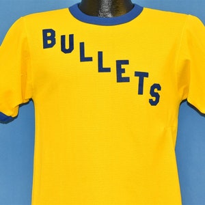 70s BPOE Bullets Yellow Blue Ringer Waffle Weave t-shirt Small