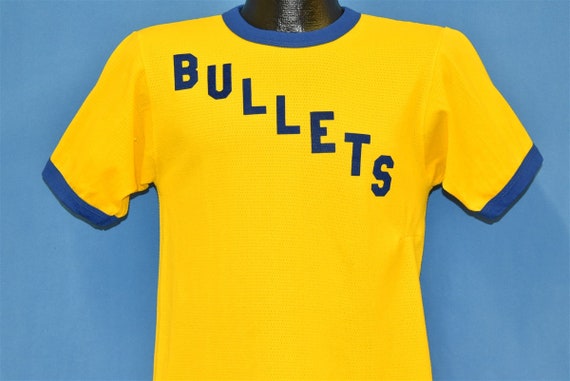 70s BPOE Bullets Yellow Blue Ringer Waffle Weave t