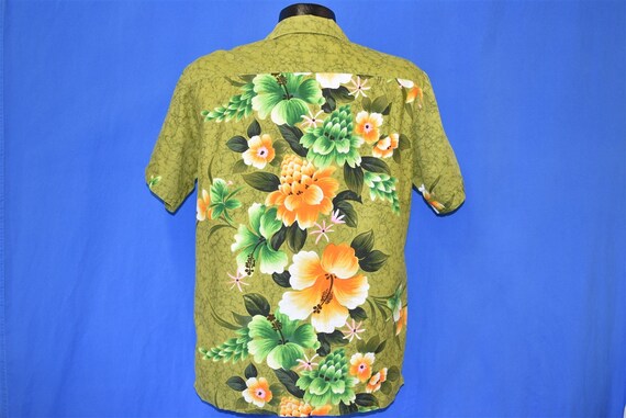 50s Reef Hibiscus Aloha Hawaiian Shirt Medium - image 3