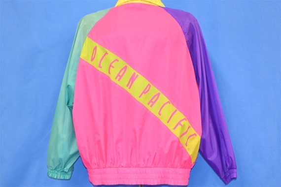 90s Ocean Pacific OP Pink Neon Colorblock Drawstr… - image 3