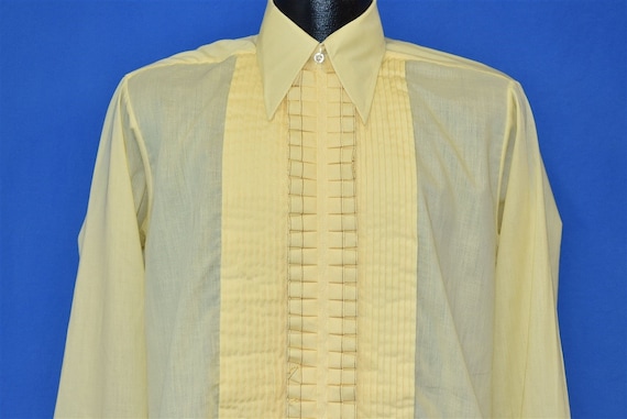 70s Black Tie Yellow Ruffled Tuxedo Men's Shirt Me