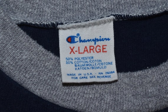 80s Pioneer Blue Gray Stripe Ringer Champion Heat… - image 5