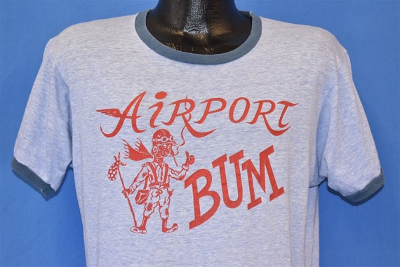 70s Airport Bum Hobo Smoking Heathered Ringer t-sh