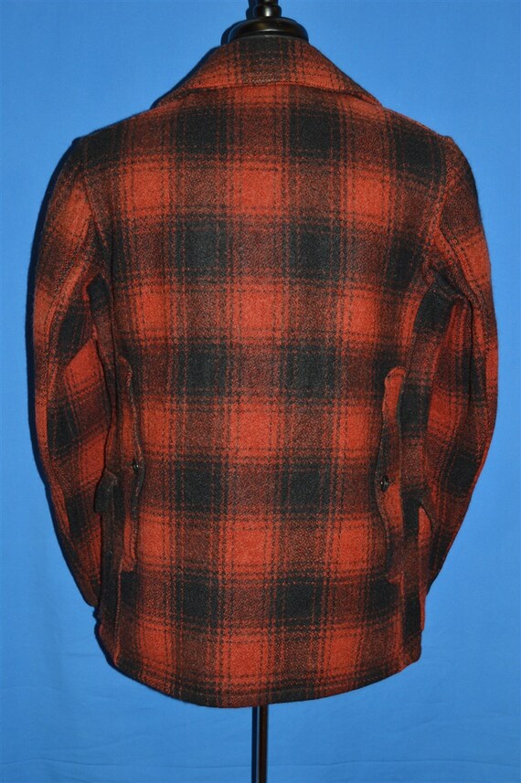 50s Red Black Wool Mackinaw Checked Winter Coat L… - image 4