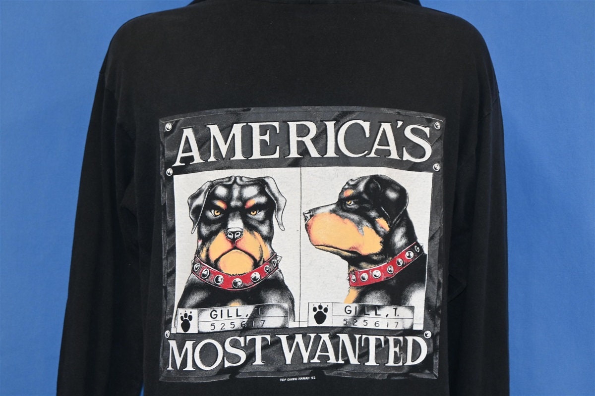 90s Top Dawg Hawaii America's Most Wanted Rottweiler Mugshot