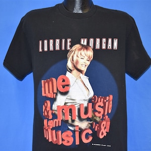 90s Lorrie Morgan Me and Music Country Singer Black t-shirt Medium Vintage tee