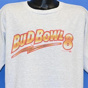 90s Bud Bowl 8 Anheuser Busch Budweiser Beer Promo Gray t-shirt Extra Large