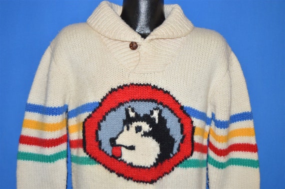 70s Husky Rainbow Stripe Hand Knit Wool Sweater Me