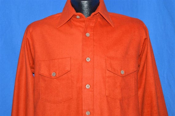 70s Loncraft Burnt Orange Flannel Deadstock Shirt… - image 1