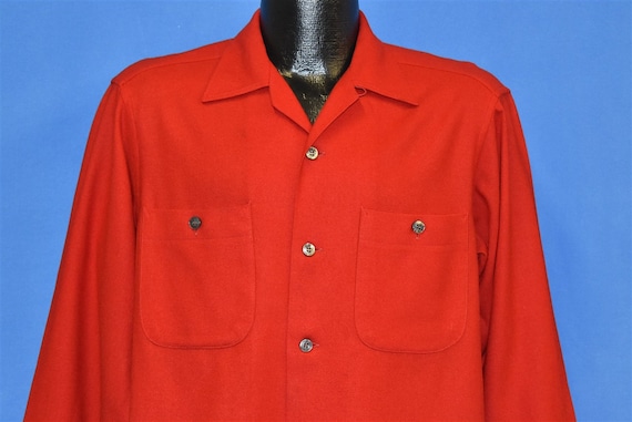 70s Pendleton Red Wool Button Front Square Bottom